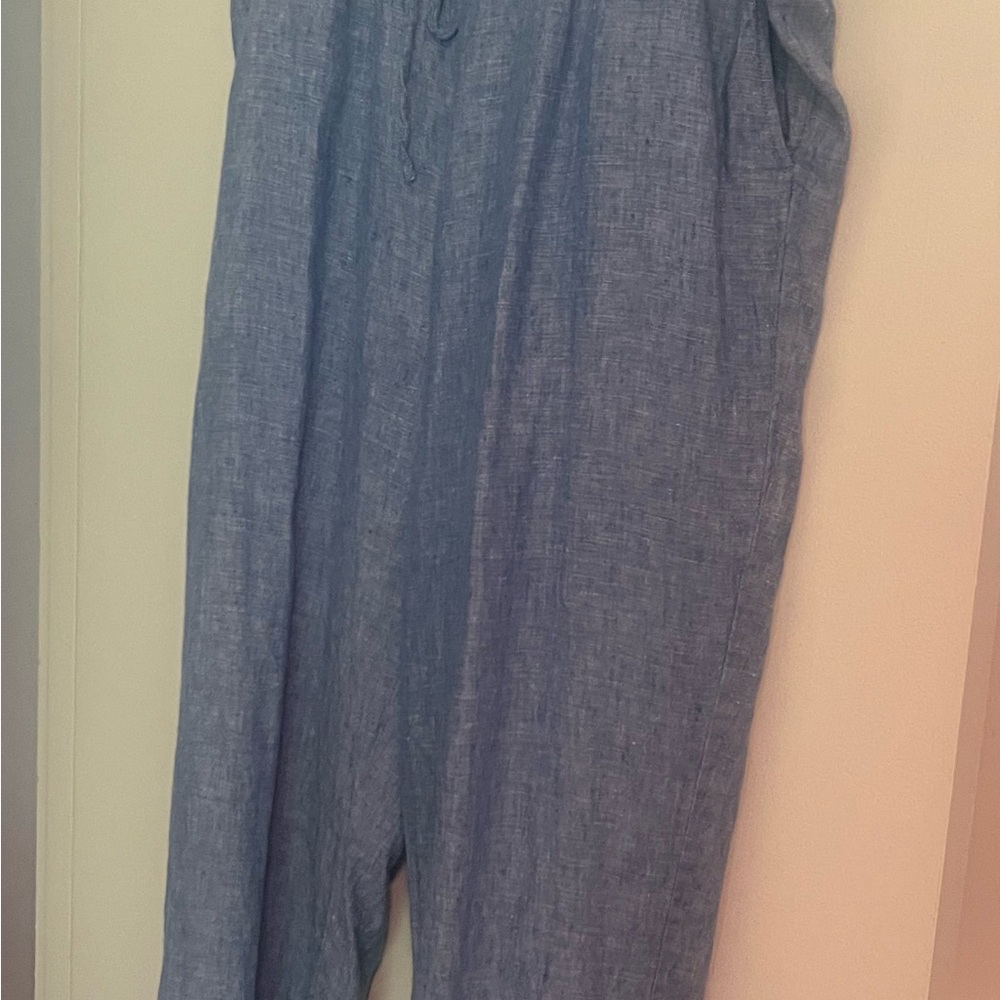 Talbots Women's Linen Blue Wide Leg Pants 18w